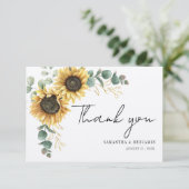 ひまわりモダンフローラユーカリ結婚ス サンキューカード (スタンド正面)