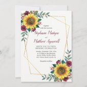 ひまわりモダンフローラ幾何結婚の 招待状 (正面)