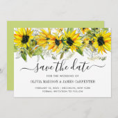 ひまわりモダンフローラ水彩秋の結婚式 セーブザデート (正面/裏面)