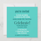 ひまわりモダンミントオレンジバースデーパーティー招待状 招待状 (裏面)