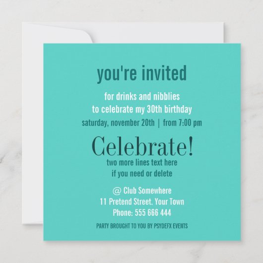 ひまわりモダンミントオレンジバースデーパーティー招待状 招待状 (裏面)