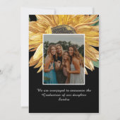 ひまわりモダン写真素朴黒卒業 案内状 (裏面)