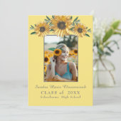 ひまわりモダン写真素朴黒卒業 案内状 (スタンド正面)