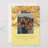 ひまわりモダン写真素朴黒卒業 案内状 (裏面)