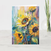 ひまわりモダン抽象芸術絵を描フローラ カード (正面)