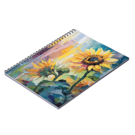 ひまわりモダン抽象芸術絵を描フローラ ノートブック (左側)