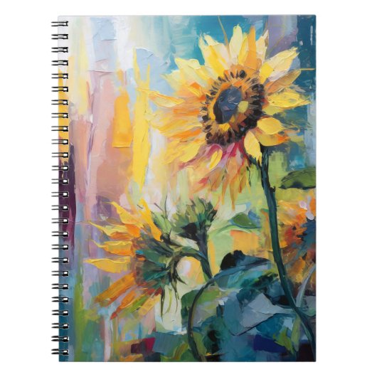 ひまわりモダン抽象芸術絵を描フローラ ノートブック (正面)