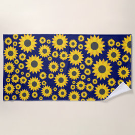 ひまわりモダン柄の夏 ビーチタオル