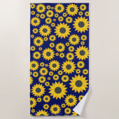 ひまわりモダン柄の夏 ビーチタオル (正面)