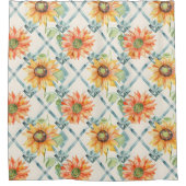 ひまわりモダン水彩フローラ シャワーカーテン (正面)