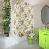 ひまわりモダン水彩フローラ シャワーカーテン