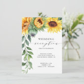 ひまわりモダン水彩結婚式レセプション エンクロージャーカード (スタンド正面)