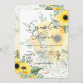 ひまわりモダン花フォト結婚式招待状 招待状 (正面/裏面)