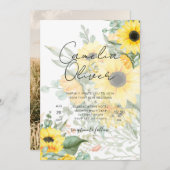 ひまわりモダン花フォト結婚式招待状 招待状 (正面/裏面)