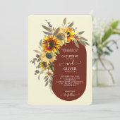 ひまわりモダン茶色イエロークリーム秋の結婚式 招待状 (スタンド正面)