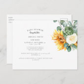 ひまわりモダン赤ちゃんシャワー日付の変更Annou 案内ポストカード (正面/裏面)