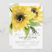 ひまわりモダン50と素晴らしい誕生日パーティー 招待状 (正面/裏面)