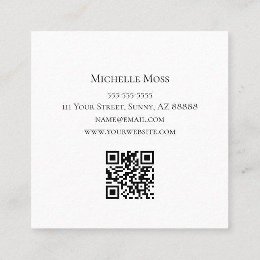 ひまわりモダンQRコードトレンディーティール(緑がかった色)緑 スクエア名刺 (裏面)