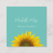 ひまわりモダンQRコードトレンディーティール(緑がかった色)緑 スクエア名刺 (正面)