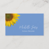 ひまわりモダンQRコードブルーボタニカル 名刺 (正面)