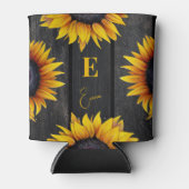 ひまわりモノグラムと名パーソナライズされた前 缶クーラー (正面)