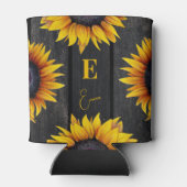 ひまわりモノグラムと名パーソナライズされた前 缶クーラー (裏面)