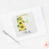 ひまわりモノグラムのフローライニシャルF スクエアシール (封筒)