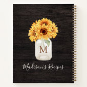 ひまわりモノグラムのメイソンジャーブラックウッドレシピ ノートブック (裏面)