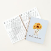 ひまわりモノグラムのメイソンジャールパステルブルーレシピ ノートブック (内部)