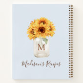 ひまわりモノグラムのメイソンジャールパステルブルーレシピ ノートブック (裏面)