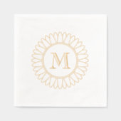 ひまわりモノグラムイニシャル 箔ナプキン (正面)