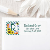 ひまわりモノグラムティール（緑がかった色）ストライプズ ラベル (インサイチュ)