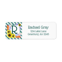 ひまわりモノグラムティール（緑がかった色）ストライプズ