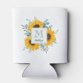 ひまわりモノグラムパーソナライズされた名 缶クーラー (裏面)