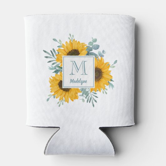 ひまわりモノグラムパーソナライズされた名 缶クーラー (裏面)