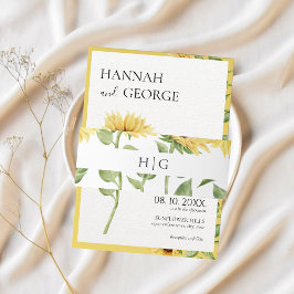 ひまわりモノグラムモダンバ結婚ンズ 招待状ベリーバンド