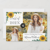 ひまわりモノグラム写真卒業のお知らせ 案内状 (正面)