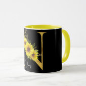 ひまわりモノグラム文字Nフローラ文字N マグカップ (正面右)