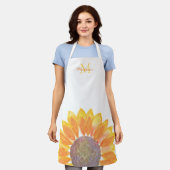 ひまわりモノグラム エプロン (着用した状態)