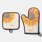 ひまわりモノグラム 鍋つかみ&鍋敷きセット (正面)