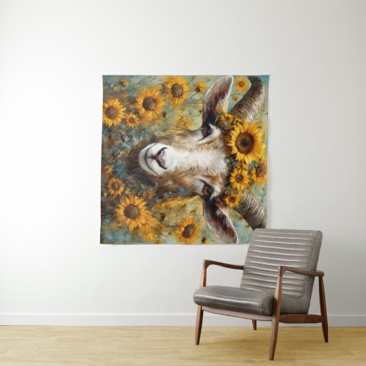 ひまわりヤギ タペストリー (インサイチュ(横))