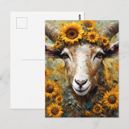 ひまわりヤギ ポストカード (正面/裏面)
