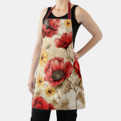 ひまわりユニークと赤いケシのエプロン エプロン (インサイチュ)