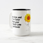 ひまわりユニークコーヒーマグと前向き引用文 ツートーンマグカップ (正面左)