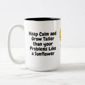 ひまわりユニークコーヒーマグと前向き引用文 ツートーンマグカップ (左)