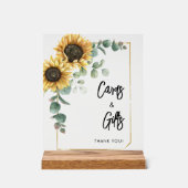 ひまわりユーカリのカードとギフトブライダルシャワー アクリルサイン (正面)