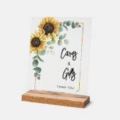 ひまわりユーカリのカードとギフトブライダルシャワー アクリルサイン (傾斜)