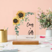 ひまわりユーカリのカードとギフトブライダルシャワー アクリルサイン (ウェディング)