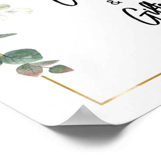 ひまわりユーカリのカードとギフトブライダルシャワー ポスター (角)