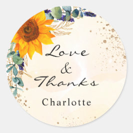 ひまわりユーカリグリッター ダスト モノグラム サンクス ラウンドシール